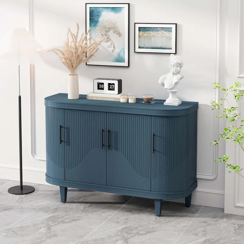 Meuble de rangement champagne/bleu avec étagères réglables, 119,9 cm, simple