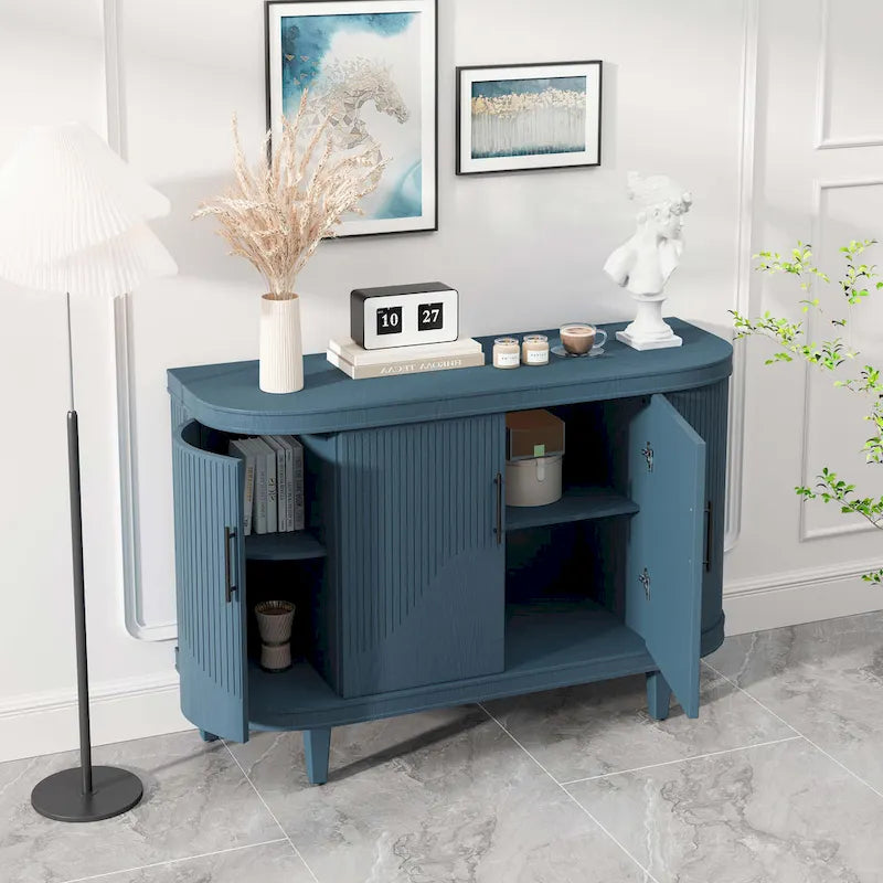 Meuble de rangement champagne/bleu avec étagères réglables, 119,9 cm, simple