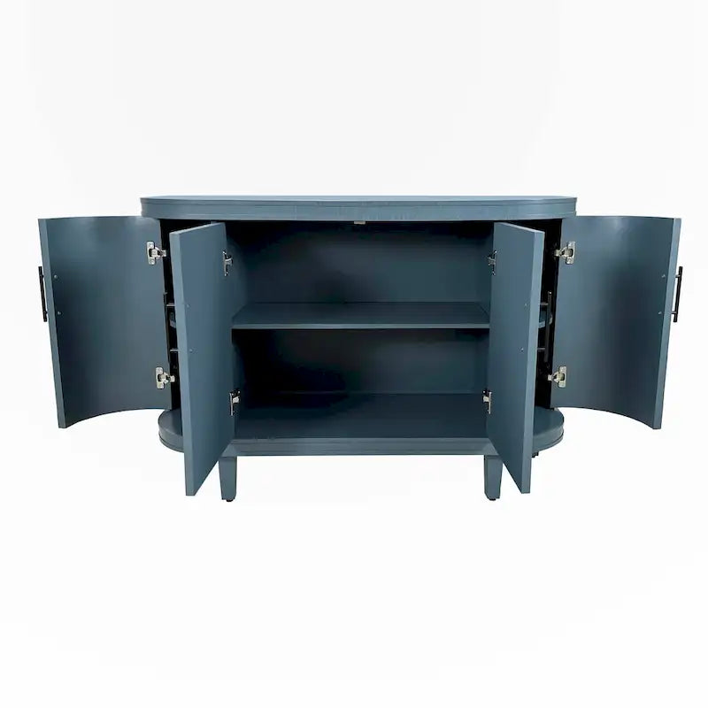 Meuble de rangement champagne/bleu avec étagères réglables, 119,9 cm, simple