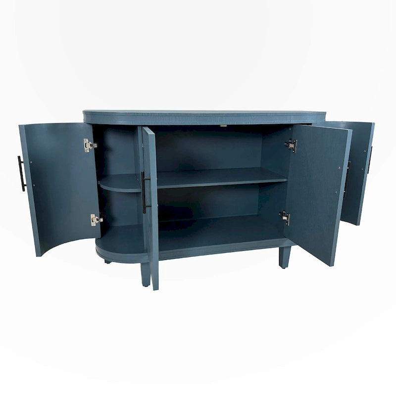 Meuble de rangement champagne/bleu avec étagères réglables, 119,9 cm, simple