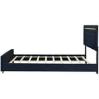 Lit plate-forme tapissé en velours Queen Size – Beige / Noir / Gris, Pour 2
