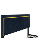 Lit plate-forme tapissé en velours Queen Size – Beige / Noir / Gris, Pour 2