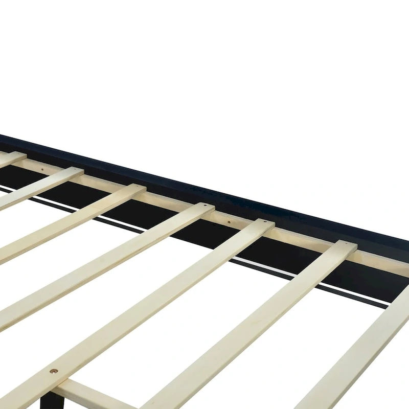 Lit plate-forme tapissé en velours Queen Size – Beige / Noir / Gris, Pour 2