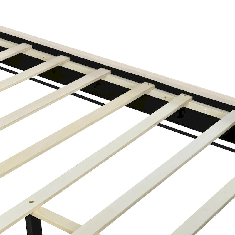 Lit plate-forme tapissé en velours Queen Size – Beige / Noir / Gris, Pour 2
