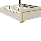 Lit plate-forme tapissé en velours Queen Size – Beige / Noir / Gris, Pour 2