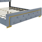 Lit plate-forme tapissé en velours Queen Size – Beige / Noir / Gris, Pour 2