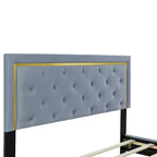 Lit plate-forme tapissé en velours Queen Size – Beige / Noir / Gris, Pour 2