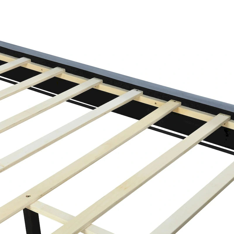Lit plate-forme tapissé en velours Queen Size – Beige / Noir / Gris, Pour 2